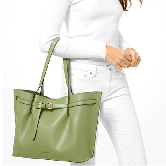 MICHAEL KORS EMILIA LARGE EAST WEST TOTE LIGHT SAGE COLOR - Picture 3 of 16